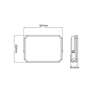 Proiettore a LED Nero Faro da esterno 230V 150W 4000K Cover Milky 15000lm 321x222x34.5 mm