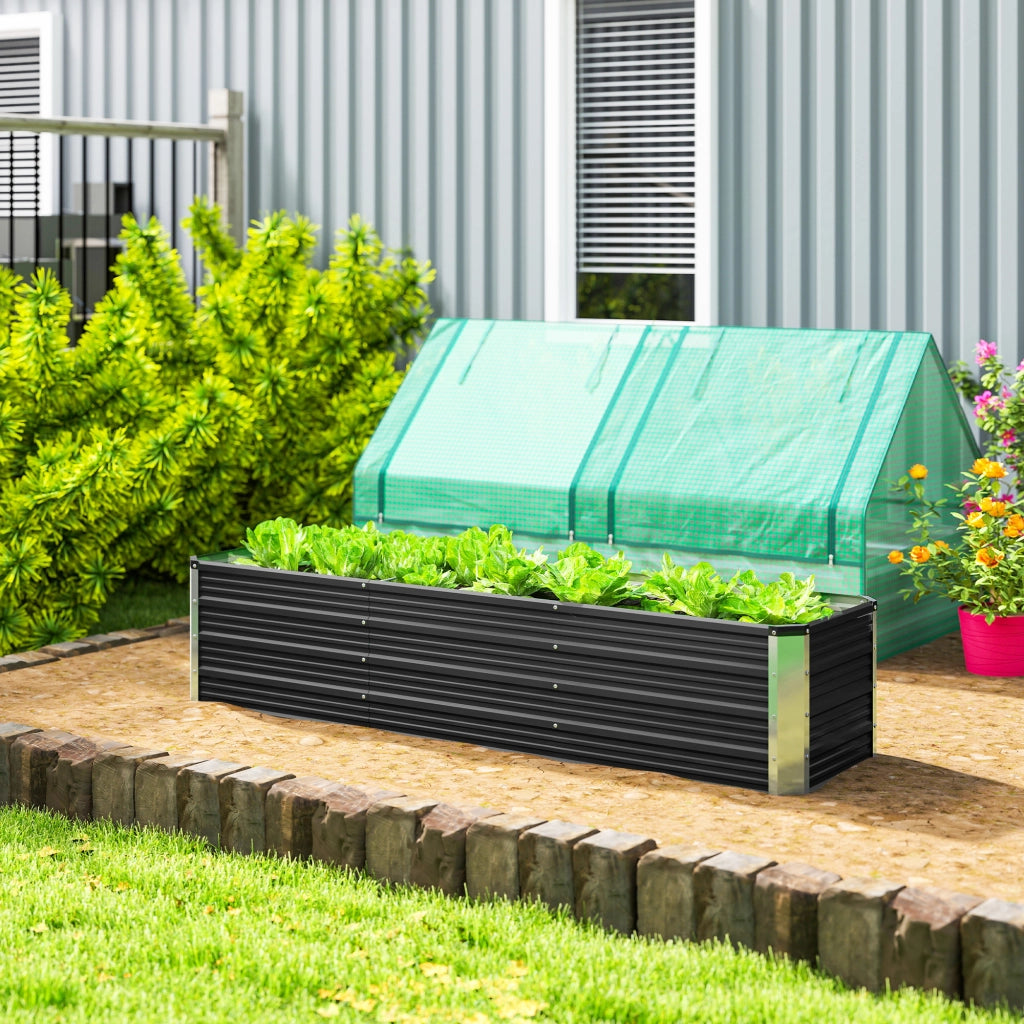 Letto da giardino rialzato in acciaio ¨C zephmum ¨C grigio 183x47x40 cm