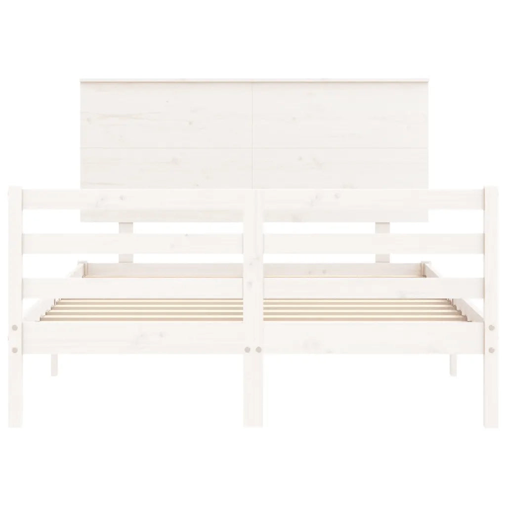 Giroletto con Testiera-Struttura Letto con testiera Bianco 120x200 cm in Legno Massello 610008