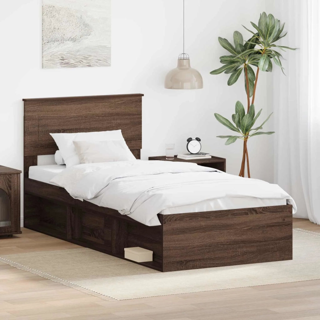 Struttura del letto con testiera Rovere Marrone 75 x 190 cm 3407946