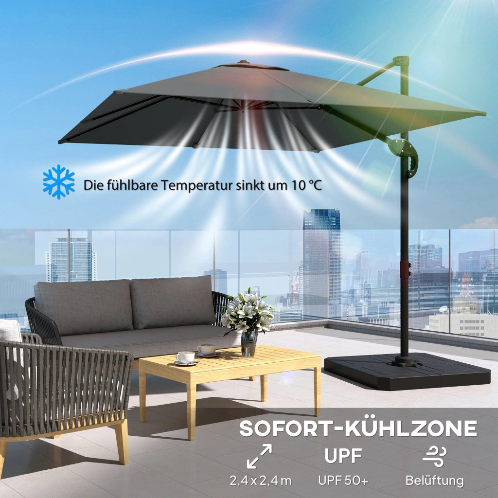 Ombrellone da Giardino ¨C zephmum ¨C Diam. 244 cm, Antracite, Alluminio