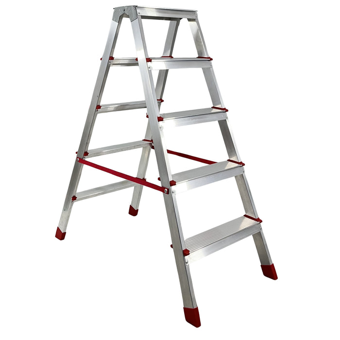 Marvin Scala in Alluminio 3 4 5 Gradini Doppia Salita Nancy Sgabello Pieghevole Richiudibile Salvaspazio Ripie 5 gradini