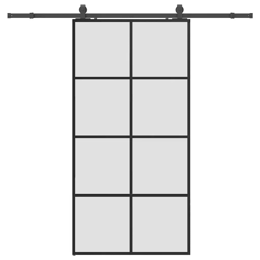 Porta Scorrevole con Ferramenta Nera 102,5x205 cm in Vetro ESG