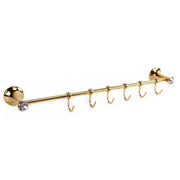 Trade Shop - Porta Asciugamani 6 Ganci Supporto Arredo Bagno Casa Cucina Dorato Oro Dgo-100 -
