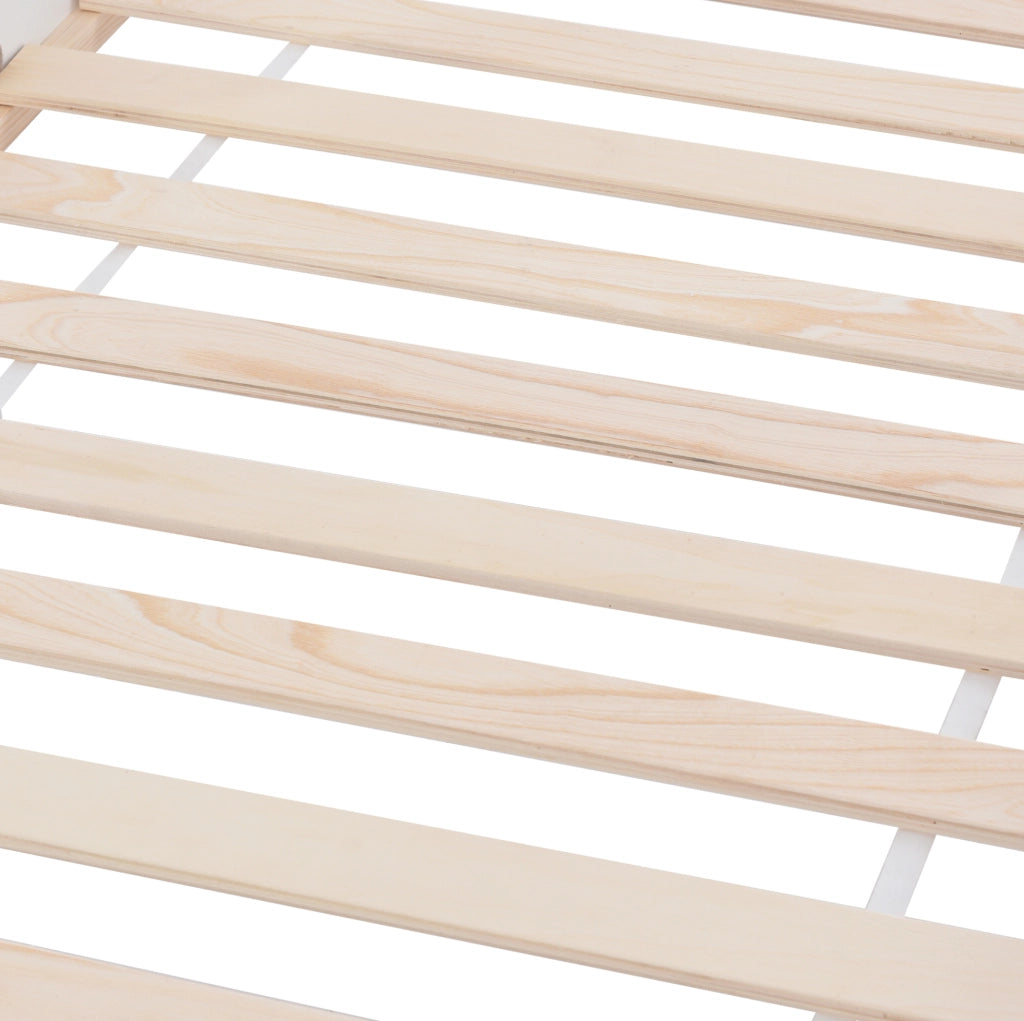 Lettino a casetta con scaffale per bambini 90x200 cm in legno di pino bianco