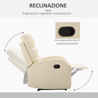 Poltrona Relax Reclinabile con Poggiapiedi in Similpelle Crema