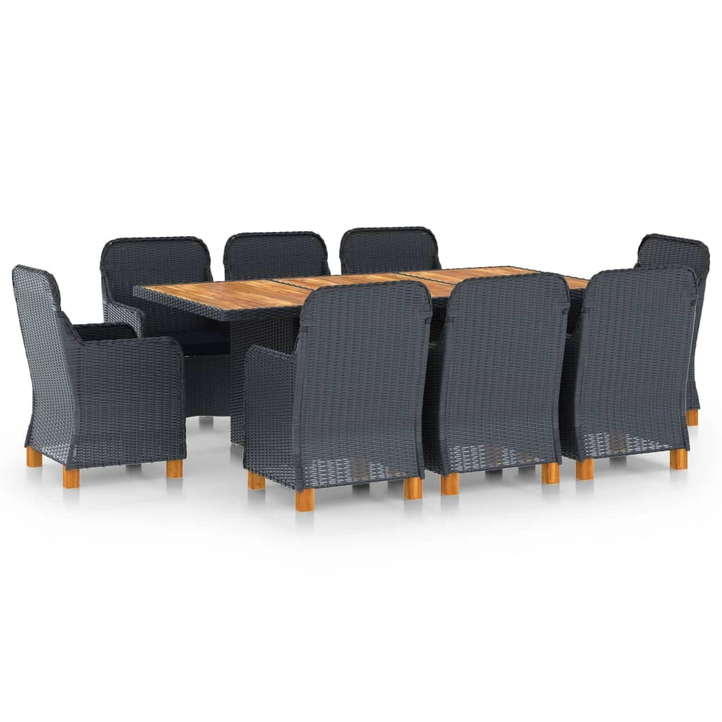 Set da pranzo da 9 pezzi con cuscini resina intrecciata grigio scuro 02_0014645