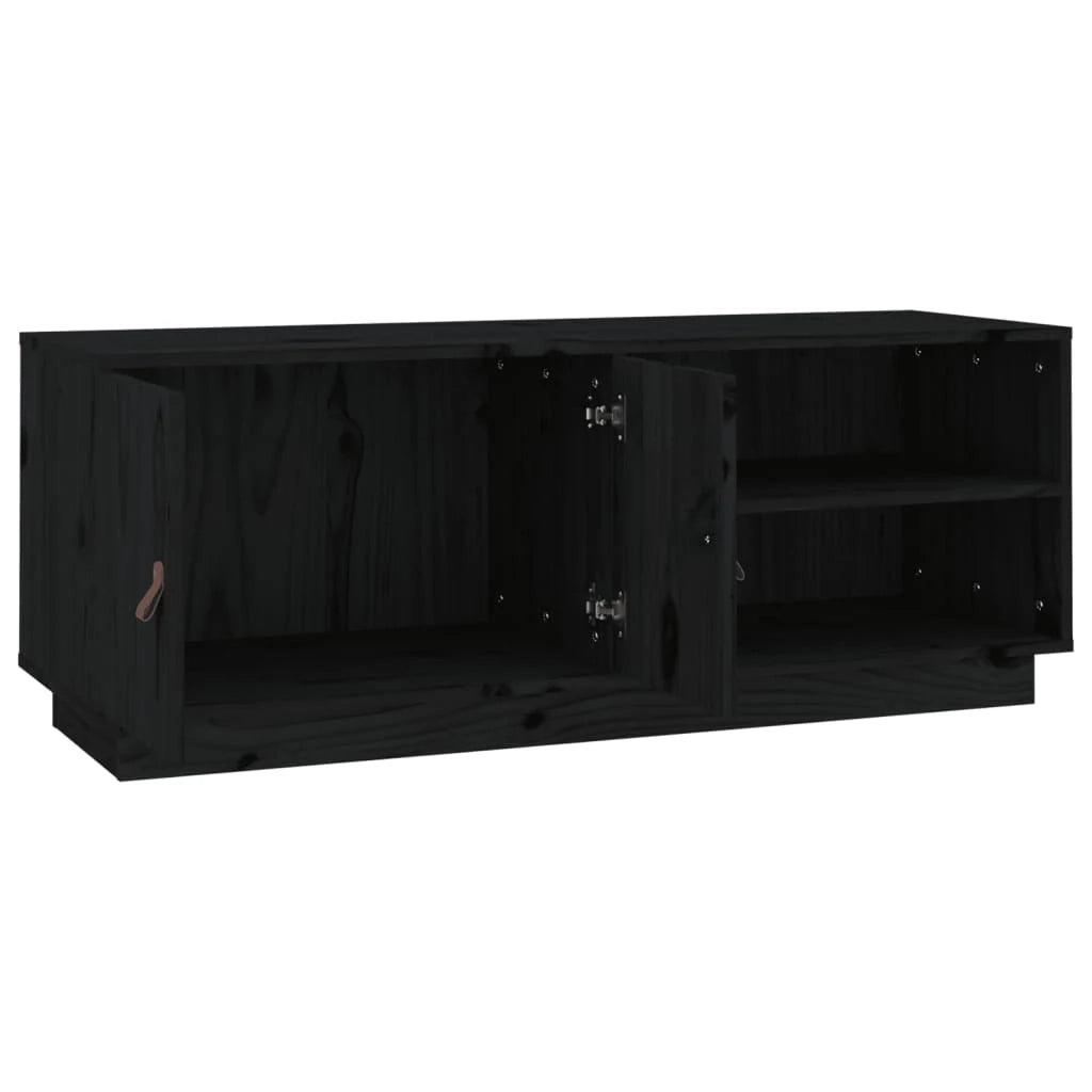 Mobile TV multimediale scaffale TV credenza mobile TV sala da pranzo soggiorno camera da letto 105 x 34 x 40 cm legno di pino massiccio nero 02_0025686