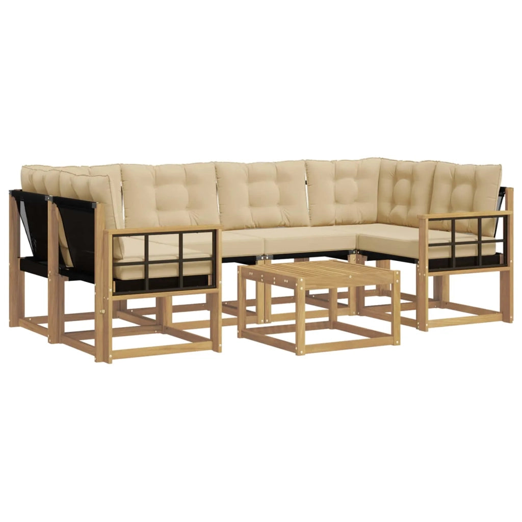 Set di divani da esterno con cuscino 7 pcs Bianco e Beige