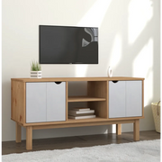 Mobile TV Marrone e Bianco 113,5x43x57 cm Legno Massello Pino