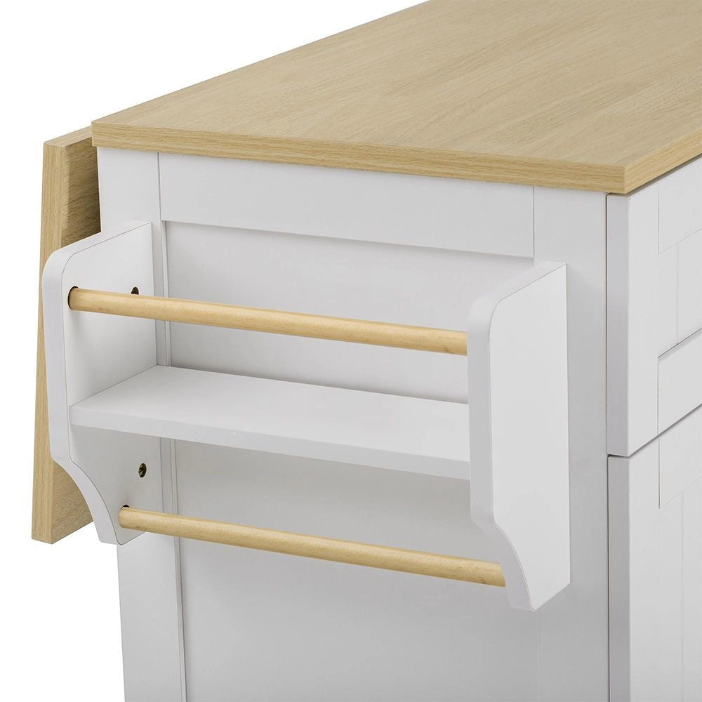 ?lot cucina mobile con ruote - Xylo - Tavolo estendibile, cassetti multifunzione, ideale per cucina e sala da pranzo, bianco