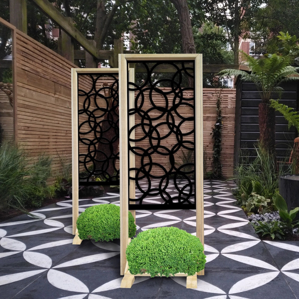 CERCHI SMALL - Separè  - Paravento modulabile - 70x190cm - in Legno e PVC Colore: nero