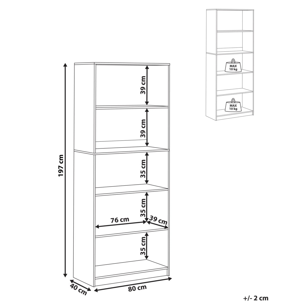Libreria a 5 ripiani in stile minimalista in truciolato marrone chiaro soggiorno salotto
