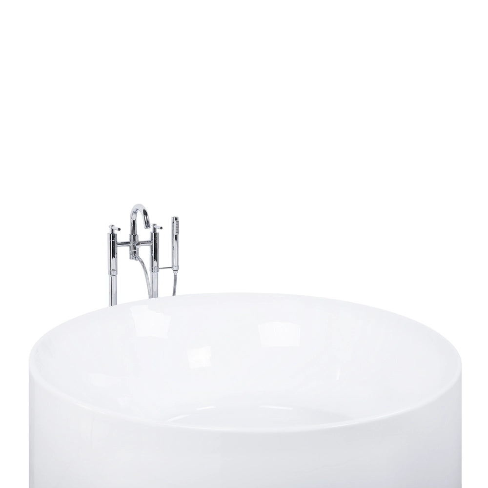 Vasca da bagno freestanding bianca sanitaria in acrilico singolo 140 cm rotonda in stile moderno