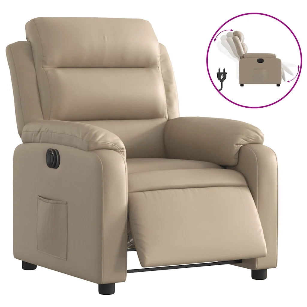 Poltrona Reclinabile Elettrica Cappuccino in Similpelle 3205034