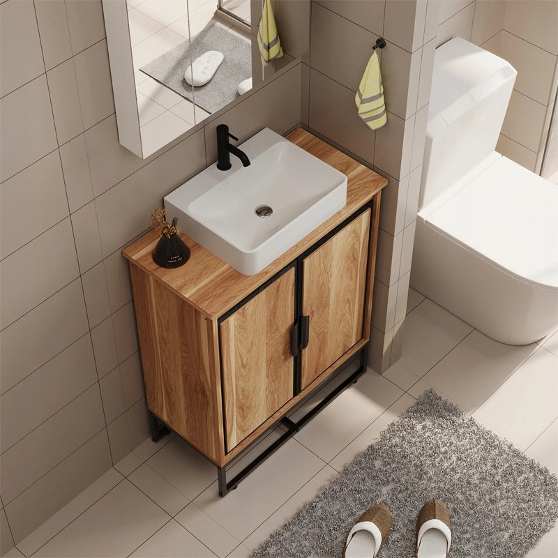 Mobile bagno in stile loft con due ante, ripiano da 80 cm e mensola