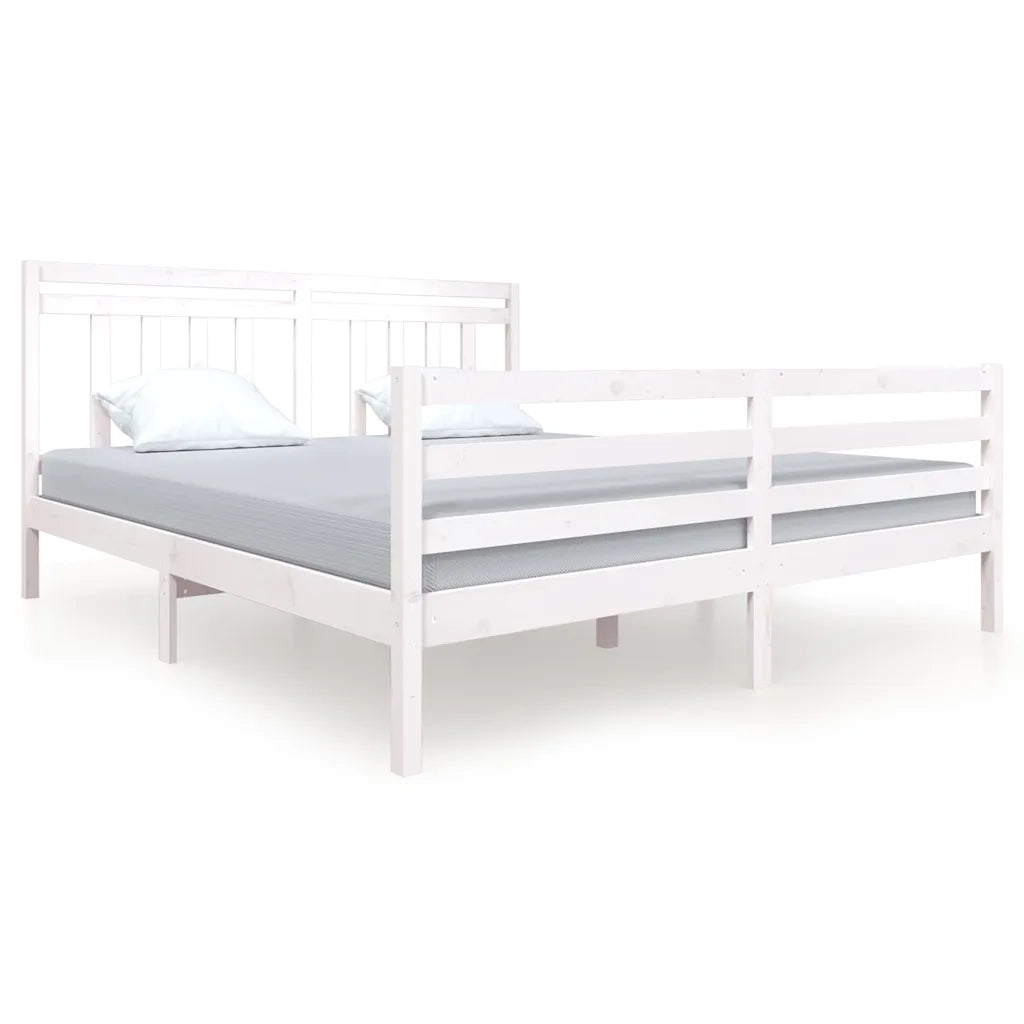 Giroletto-Struttura Letto Bianco 180x200 cm Super King in Legno Massello 219510