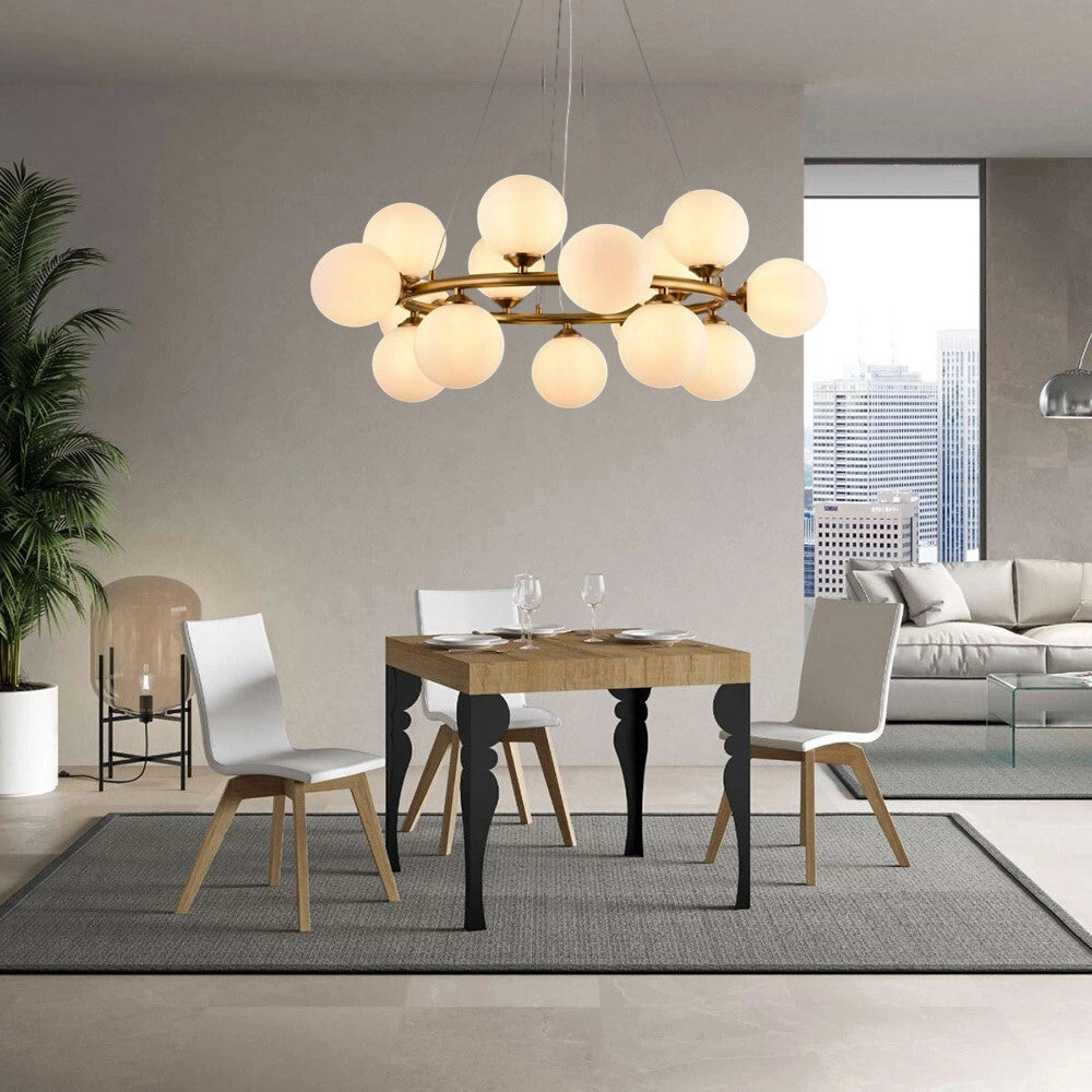 Trade Shop - Lampadario A Sospensione Contemporaneo In Metallo Bronzo Con 15 Sfere Attacco G9 B94 -