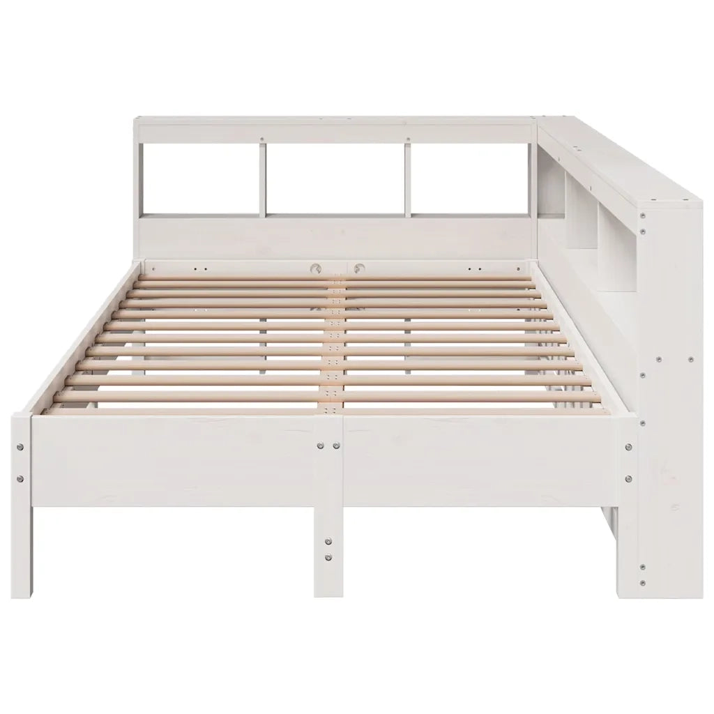 Letto Libreria senza Materasso-Struttura Letto con contenitore Bianco 120x190 cm Legno di Pino 637827