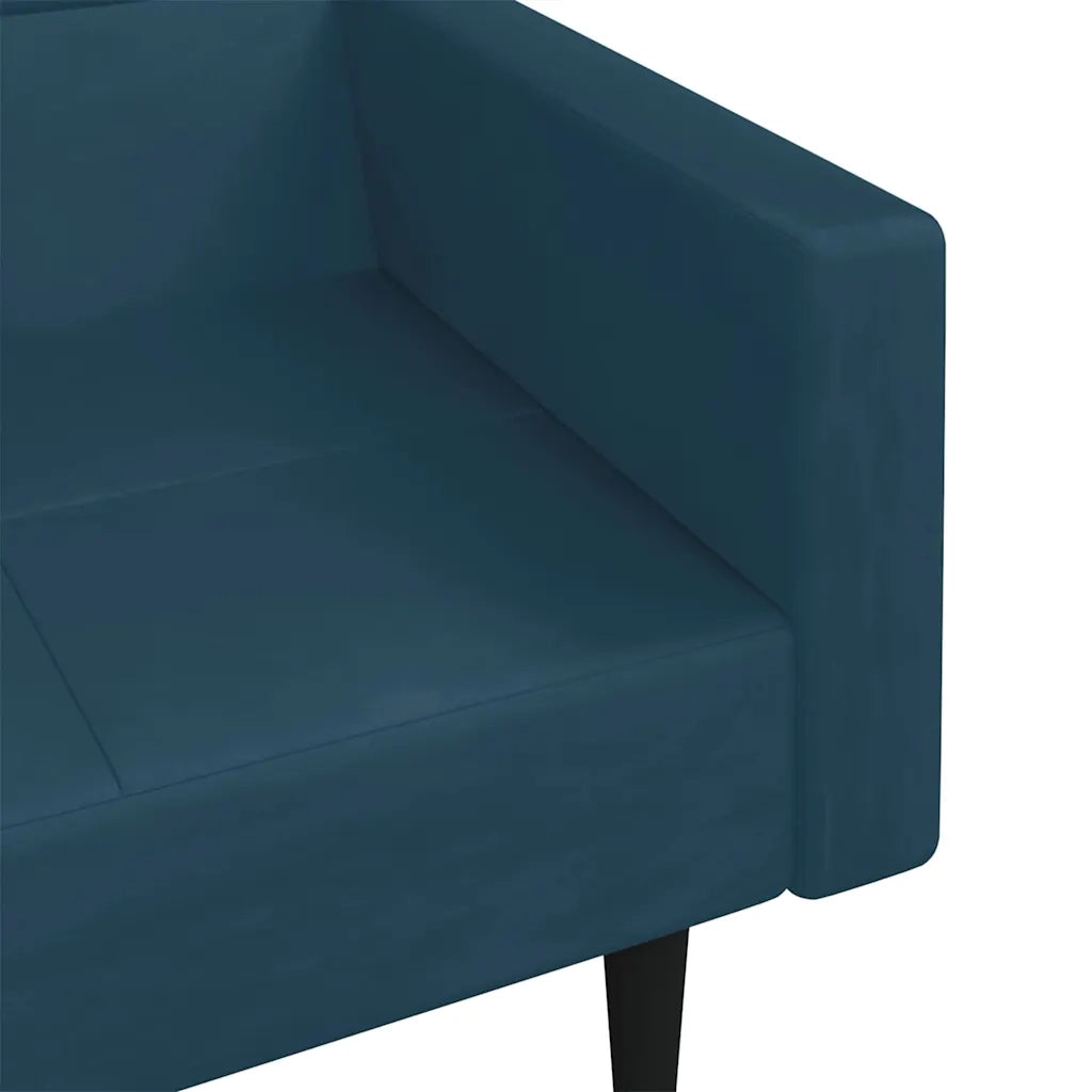 Divano Letto a 2 Posti con 2 Cuscini Blu in Velluto 375815