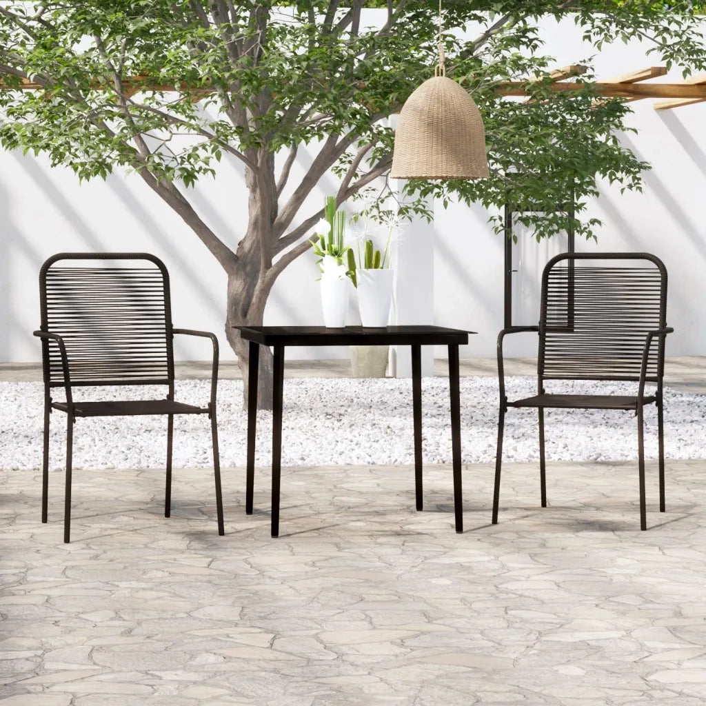 Set Mobili da Pranzo per Giardino 3 pz | Set Salotto da Giardino Nero
