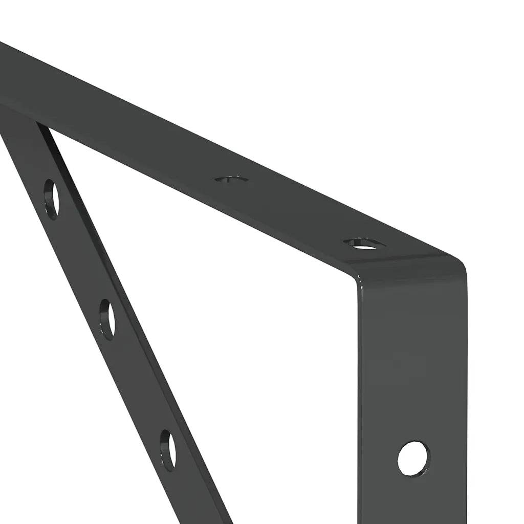 4 pz Staffe per Mensola | Ripiano | Scaffale 40x2,5x25 cm in Acciaio Inox Nero
