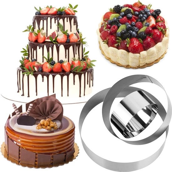 3 set di anelli per biscotti, acciaio inossidabile, anelli per biscotti, rotondi, anelli per biscotti robusti, forme per biscotti, adatti per biscotti, anelli per biscotti, altezza 4,5 cm 10/15/20 cm (rotondi)