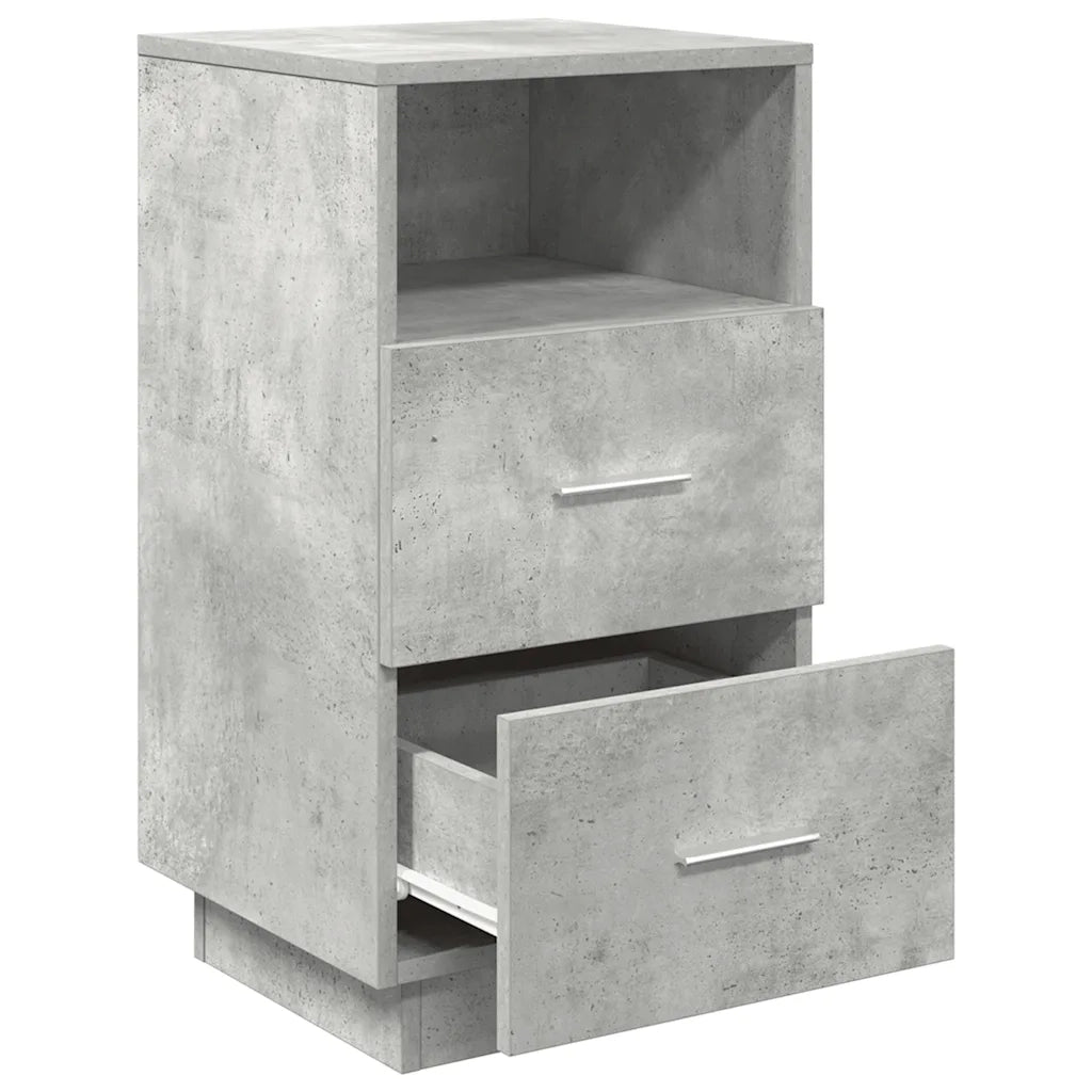 Comodini 2 pz con 2 Cassetti-Set di 2 Tavolino da notte Grigio Cemento 36x36x68 cm