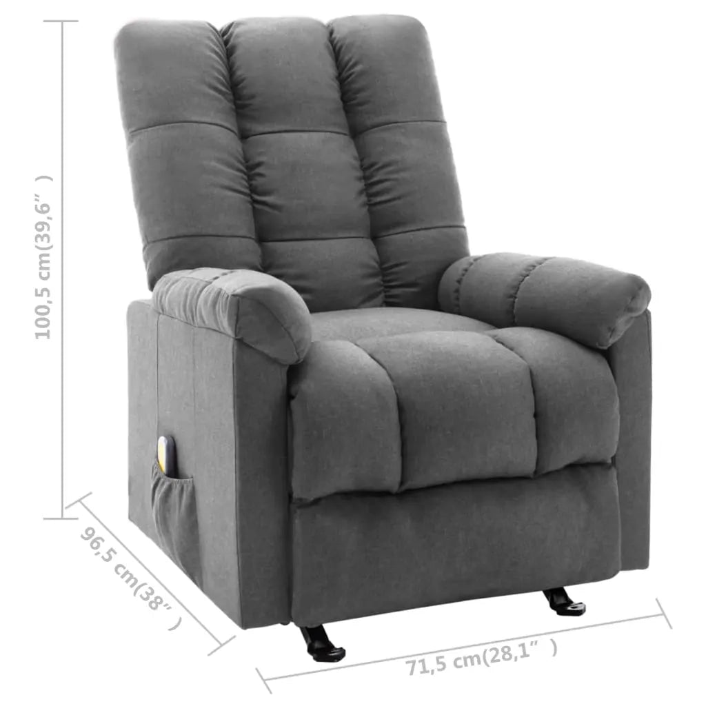 Poltrona Massaggiante | Sedia Relax Reclinabile Grigio Chiaro in Tessuto
