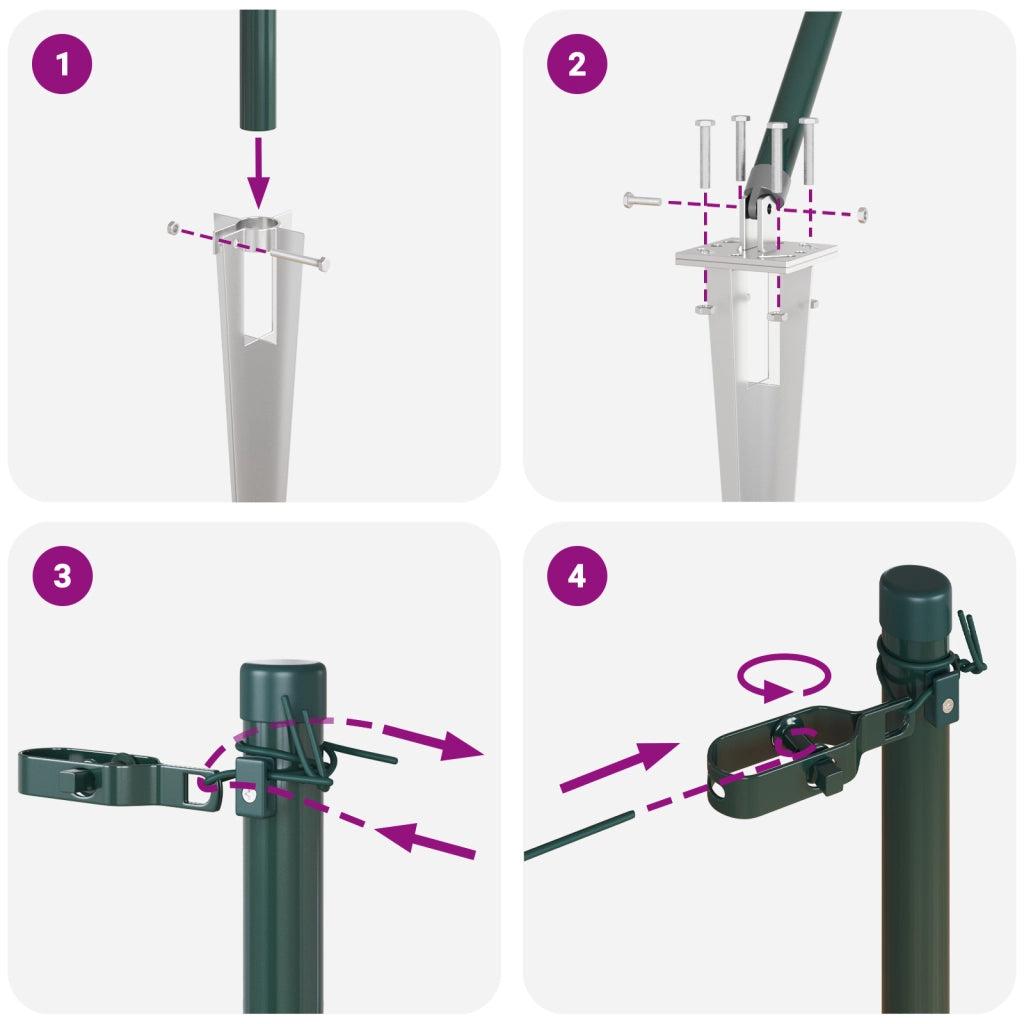 Pali di Recinzione con Punta 13 pz Ã˜32 mm 80 cm in Acciaio Zincato