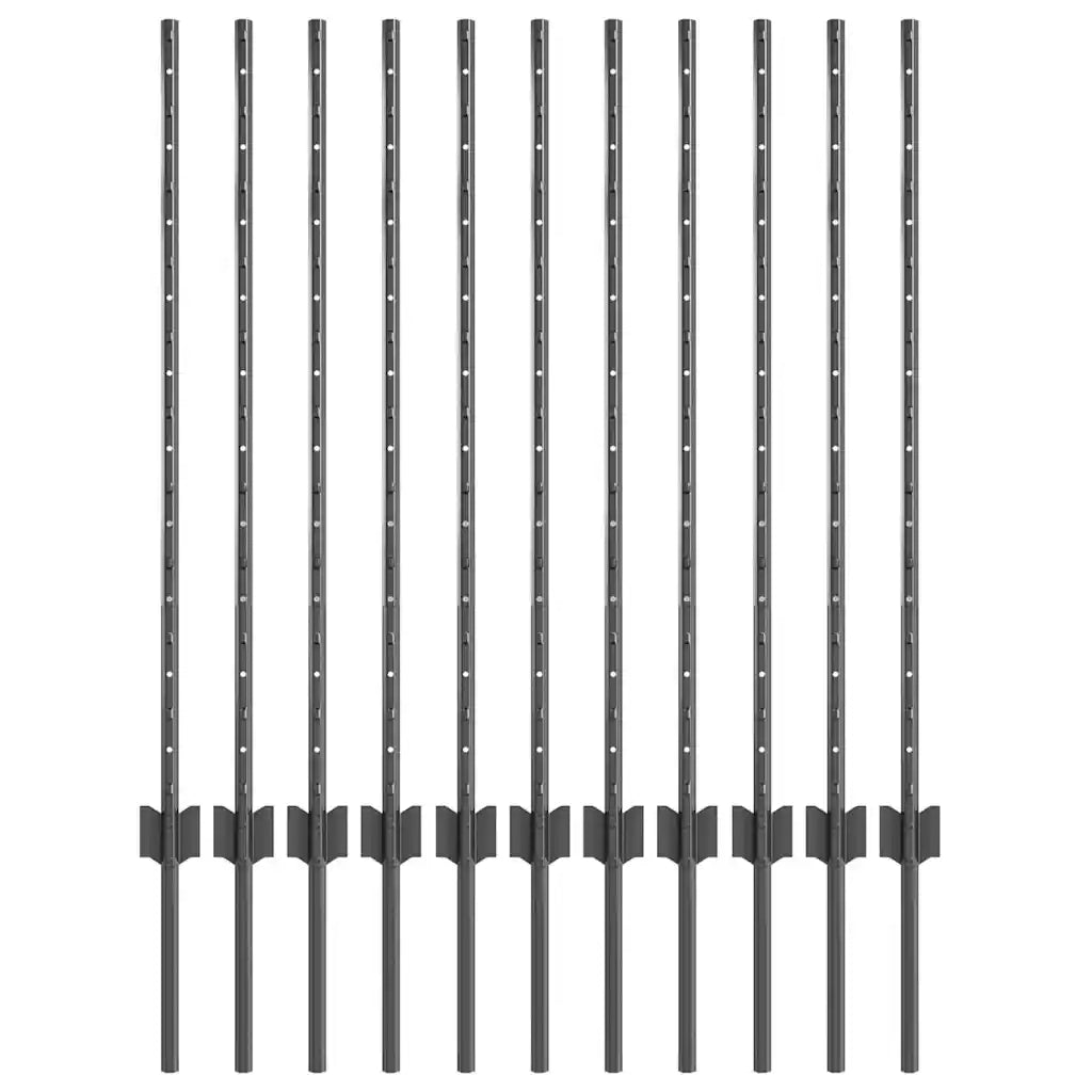 Palo della recinzione 11 pcs Grigio 100 cm Acciaio 42006281