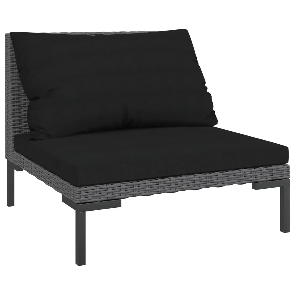 Set Divani da Giardino 7 pz con Cuscini Polyrattan Grigio Scuro 3099800