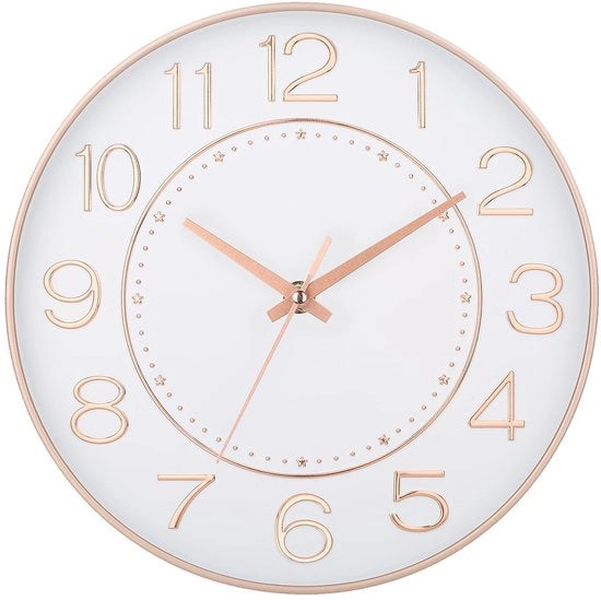 HZDHCLH 25cm orologio da parete moderno silenzioso con cifre arabe, indicatore dei secondi e faccia orizzontale non ticchettante per la decorazione in soggiorno, cucina, ufficio e camera da letto (argentato)