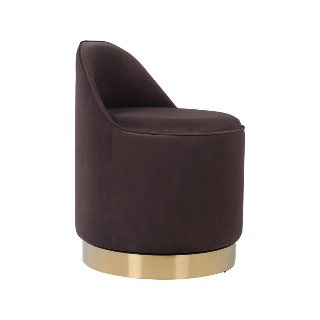Pouf girevole Viktor con contenitore in velluto marrone