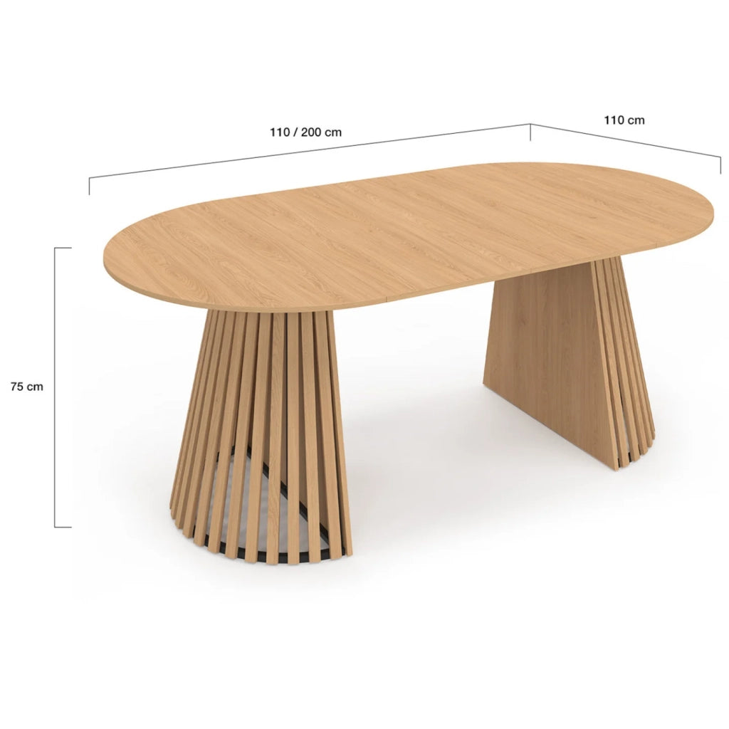 IDMarket - CARMEN tavolo da pranzo rotondo allungabile 4-10 persone gamba in legno 110-200 cm