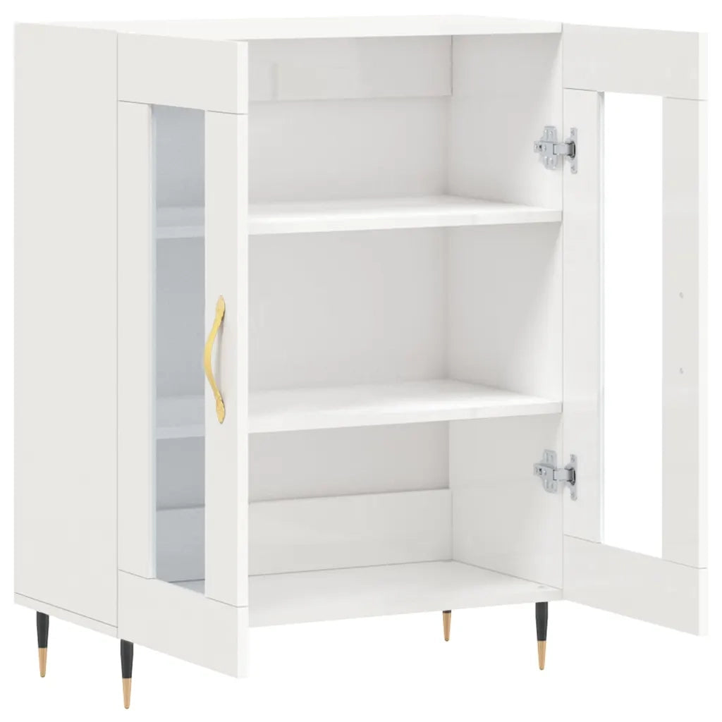 Credenza | Madia | Buffet da pranzo | Armadio da pranzo 69,5x34x90 cm in Legno Multistrato Bianco Lucido
