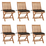 Sedie da Giardino Pieghevoli con Cuscini 6 pz Massello di Teak cod mxl 75254