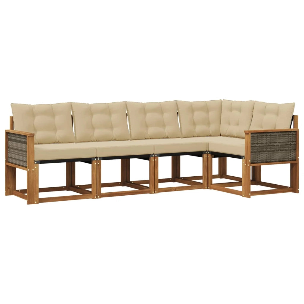Set di divani da esterno 5 pz Naturale e Beige 3381949