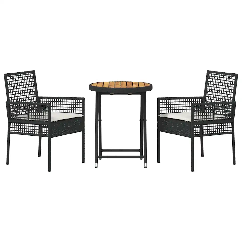 Set Bistro da Giardino 3 pcs Nero polyrattan 3334967