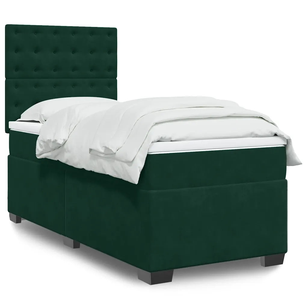 Giroletto a Molle con Materasso Verde Scuro 90x200 cm Velluto 3290825