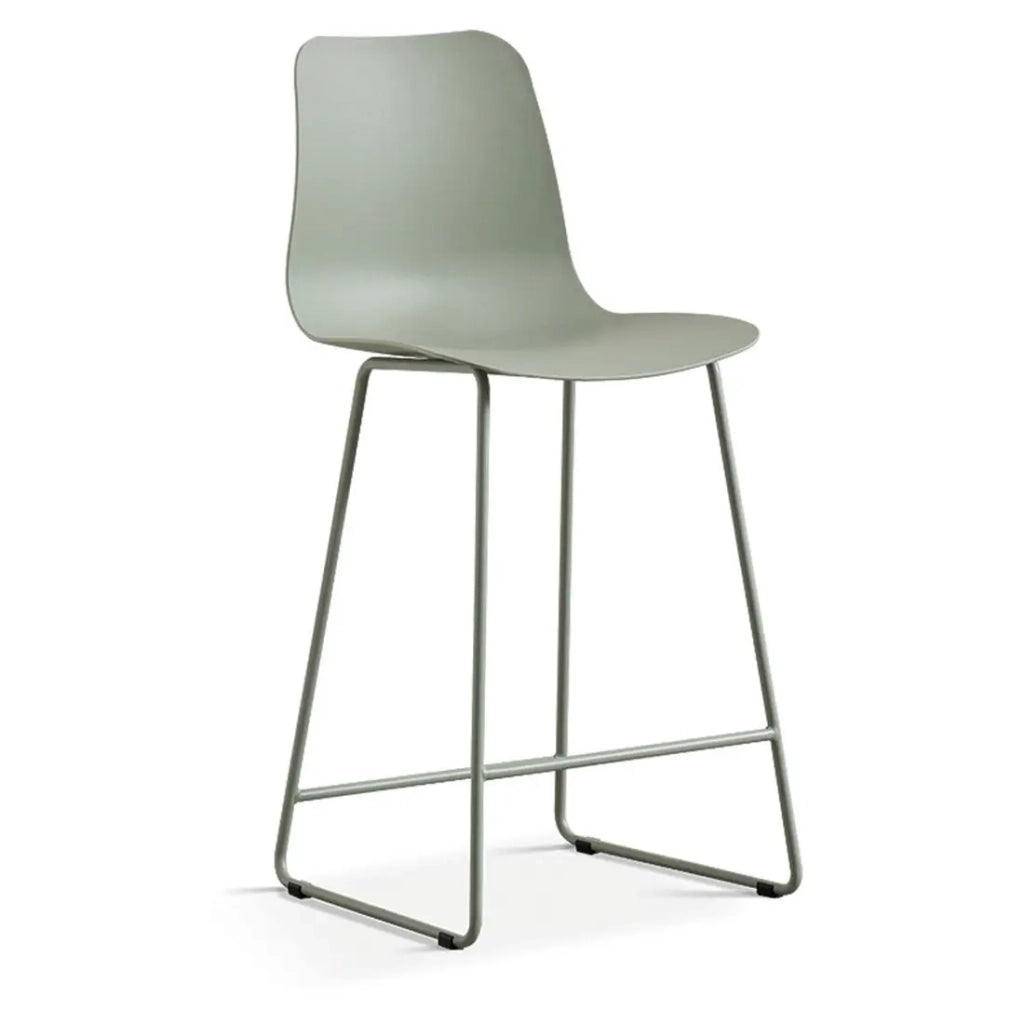 Sedia da bancone MARIO - PP verde-grigio - Gambe in metallo - Altezza 100,5 cm - Stile moderno