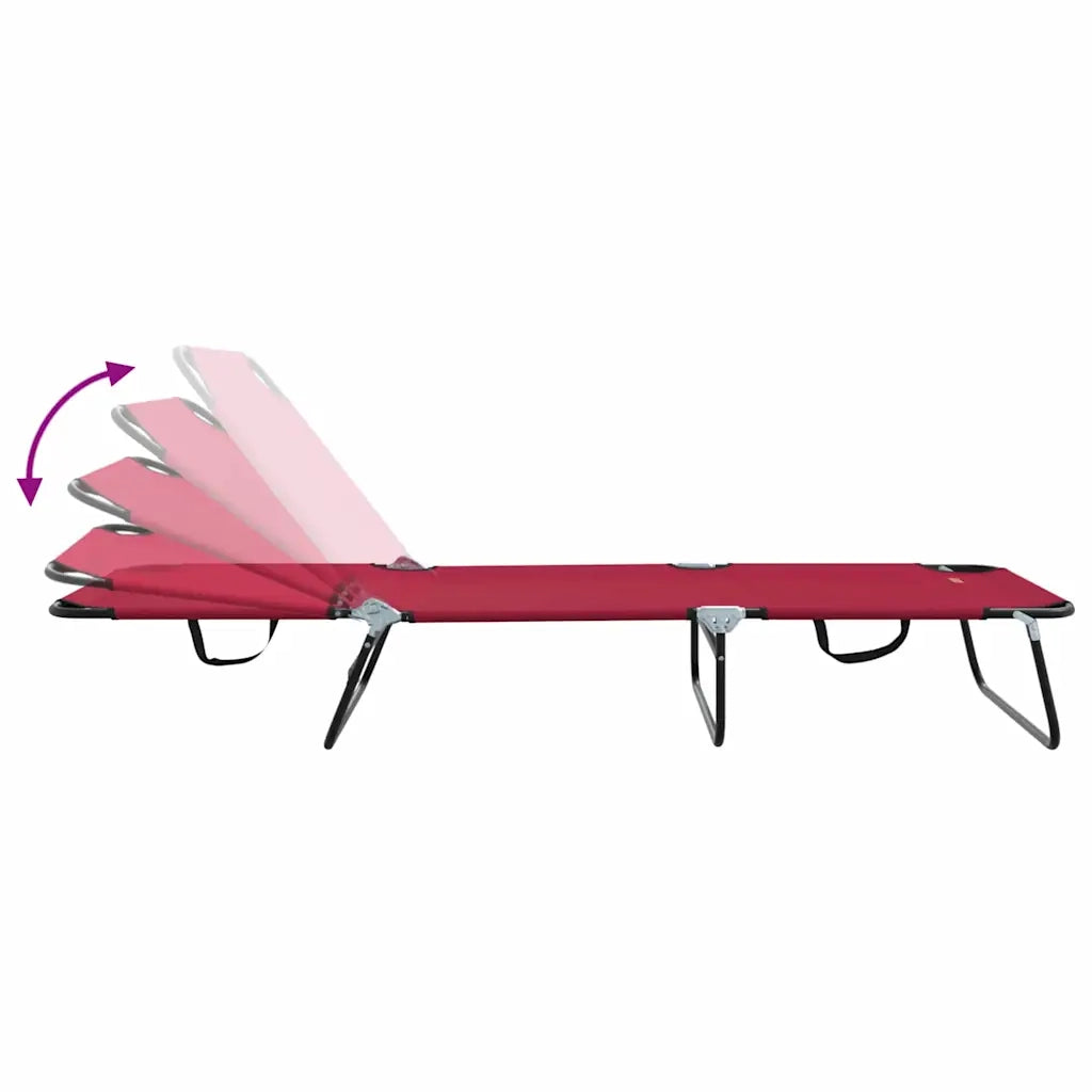 Lettino Prendisole | Sdraio da giardino | Lettino da sole pieghevole 2 pz Rosso 188 x 57 x 86,5 cm