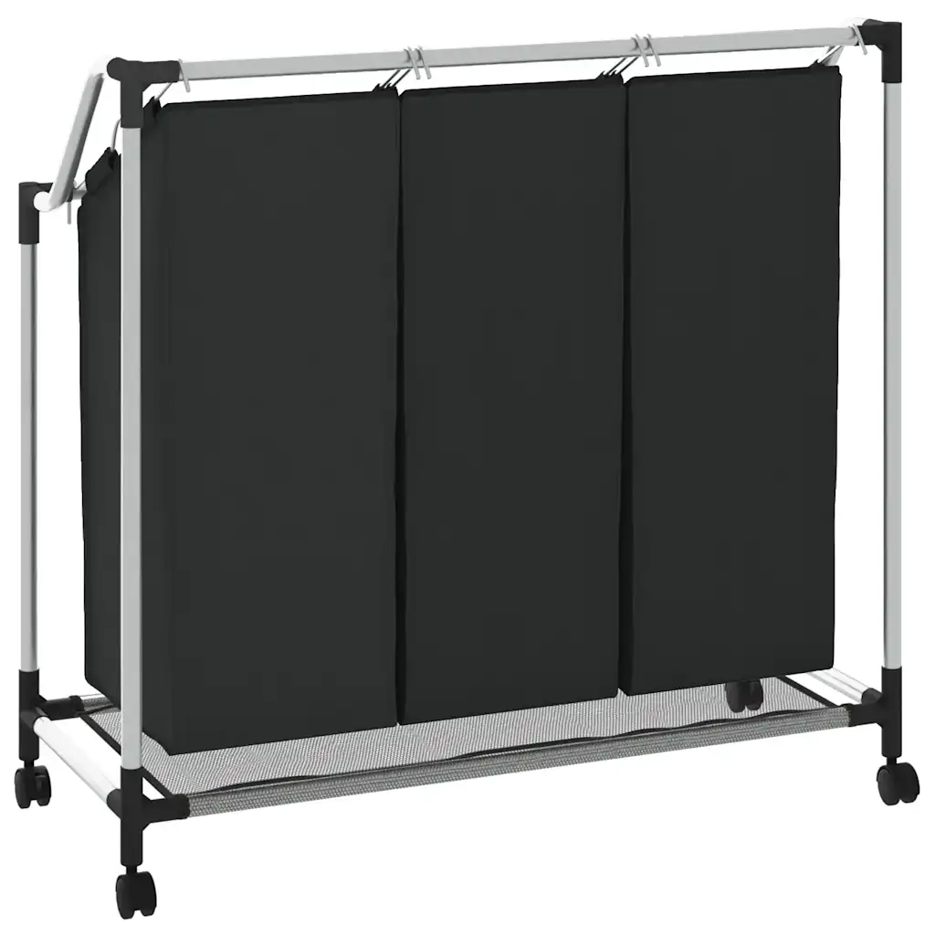 Portabiancheria con 3 Sacchi in Acciaio Nero cod mxl 48661