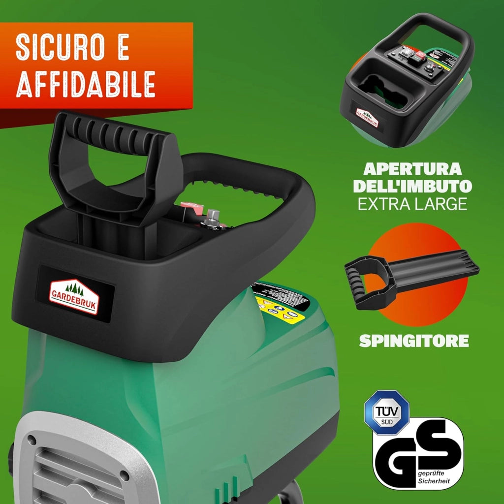 ® Trituratore Elettrico Silenzioso a Rullo 3100W Biotrituratore Sacchi di Raccolta 2x60L Tritatutto da Giardino