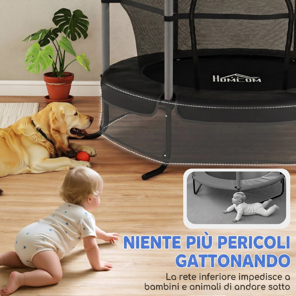 Trampolino Elastico Bambini ¨C zephmum ¨C Nero, ?160x190 cm