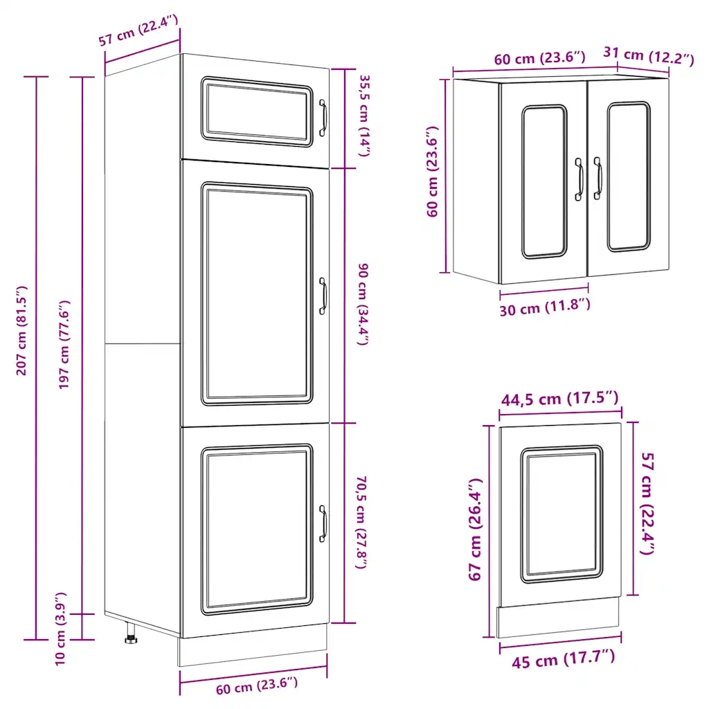 Set Mobili da Cucina 8 pz Kalmar Rovere Artigianale Truciolato 3314800