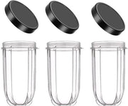 Kit di sostituzione bicchieri - 3 pezzi 16OZ con coperchio - Nero - Resistenti al lavastoviglie - Compatibile con Magic Bullet 250W