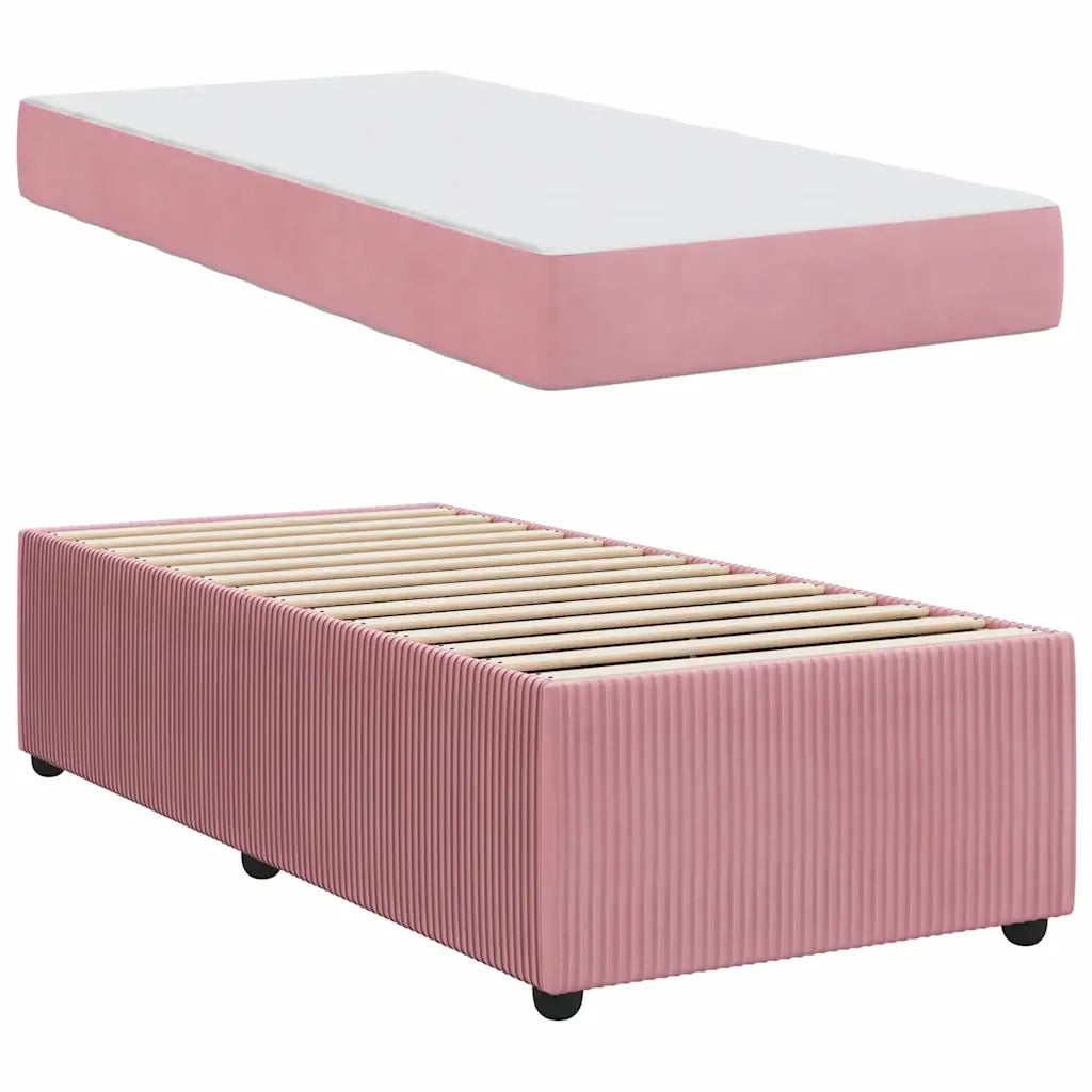 Struttura del letto con materasso Rosa 90 x 190 cm Tessuto