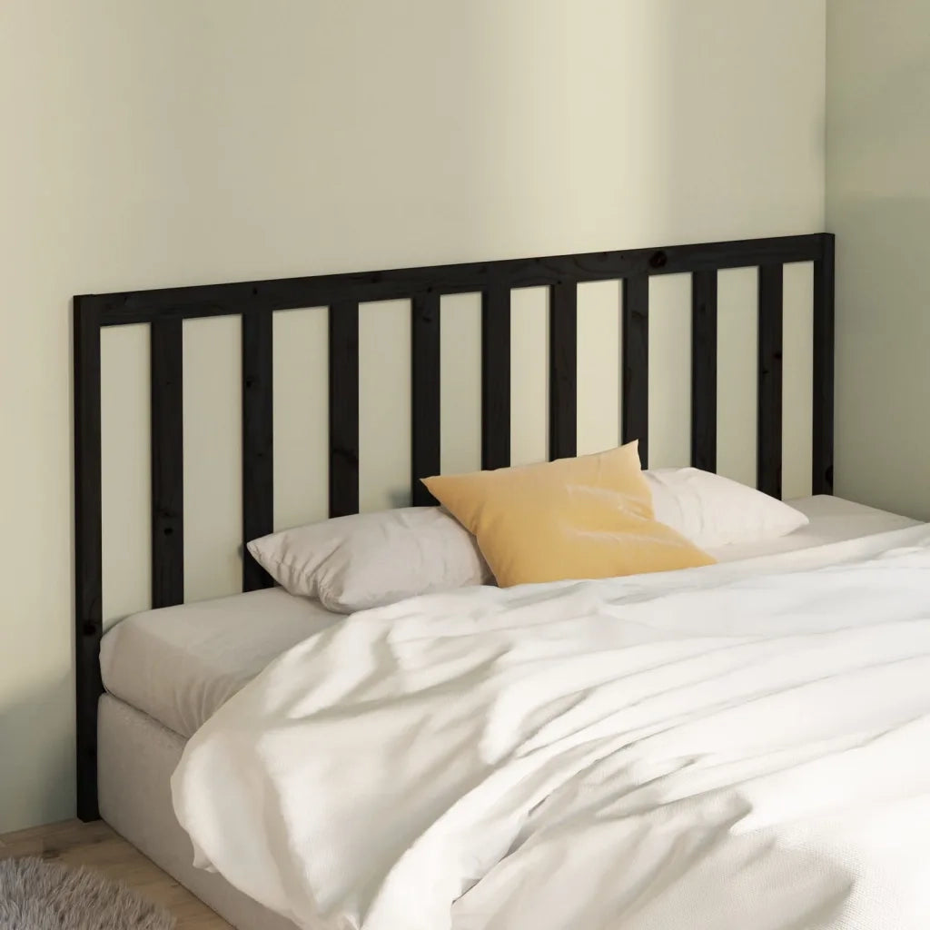 Testiera per Letto-Testata-Testiera Decorativa Nera 206x4x100 cm in Legno Massello di Pino 421359