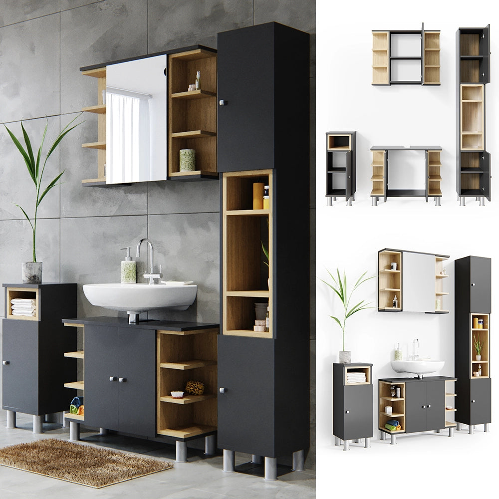 Vicco Set mobili bagno Antracite 4 parti